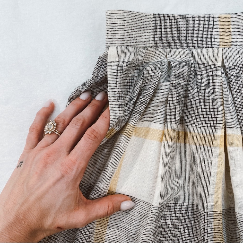 Vintage Jones New‎ York Linen Blend Plaid Midi Skirt - Picture 6 of 11